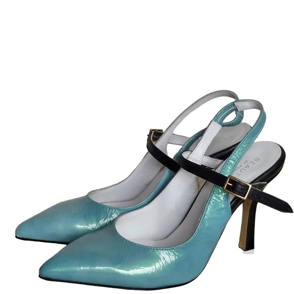 Beautiisoles by Robyn Schreiber Blue Black White Patent Leather Mary Jane - Picture 16 of 16